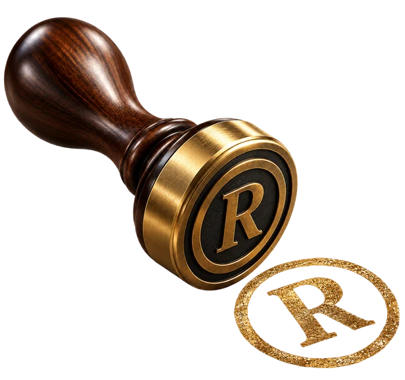 Carimbo de marca registrada e selo da Alfayed
